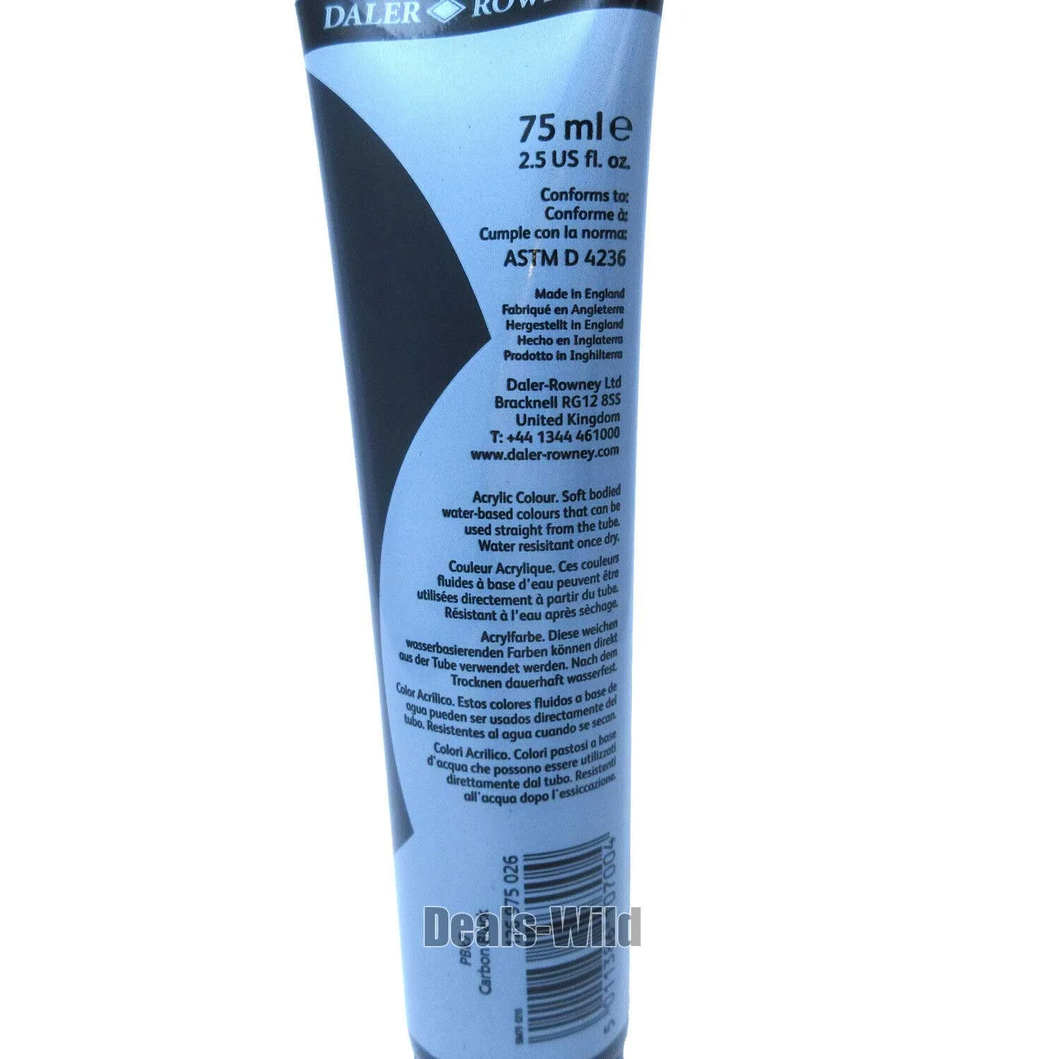 Carbon Black Simply Acrylic Paint Tube Daler Rowney - Image 2