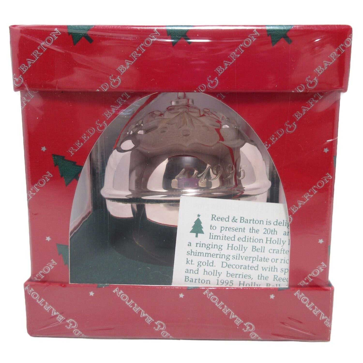 1995 Holly Bell by Reed & Barton Silver Plated Christmas Ornament