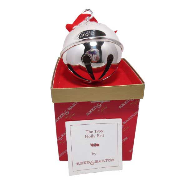 1986 Holly Bell by Reed & Barton Silver Plated Christmas Ornament