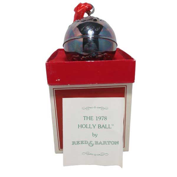 the 1978 holly ball by reed & barton silver plated christmas tree ornament