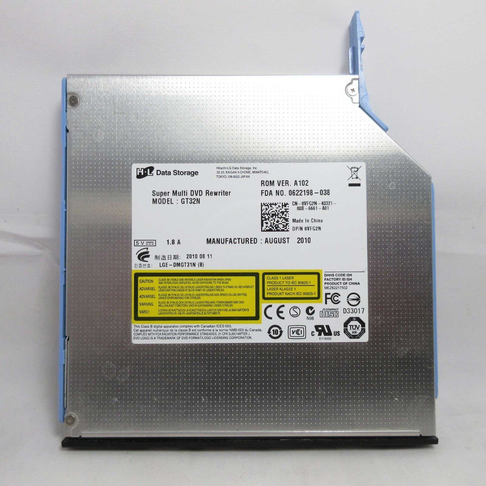 Slim Super Multi DVD Rewriter GT32N HitachiLG RW Drive SATA OEM Dell