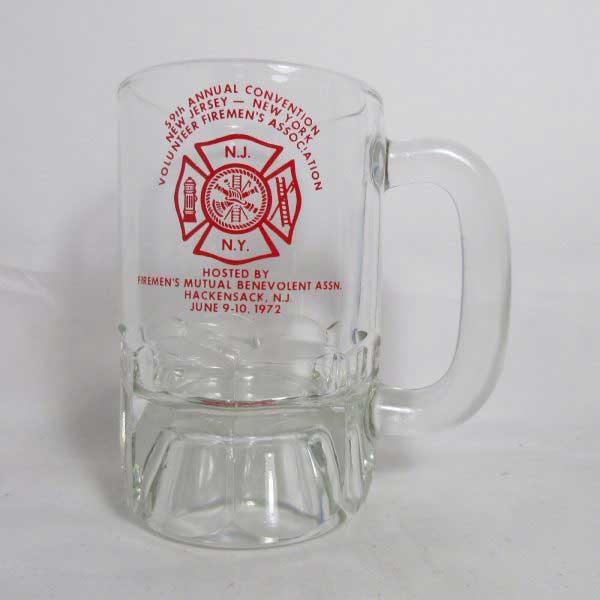 59th Annual Convention Volunteer Firemen's Glass Mug New Jersey 1972