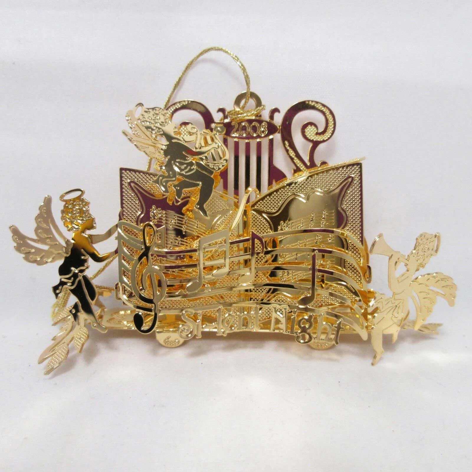 2008 Silent Night Danbury Mint Christmas Ornament 23k Gold Plated - Image 2