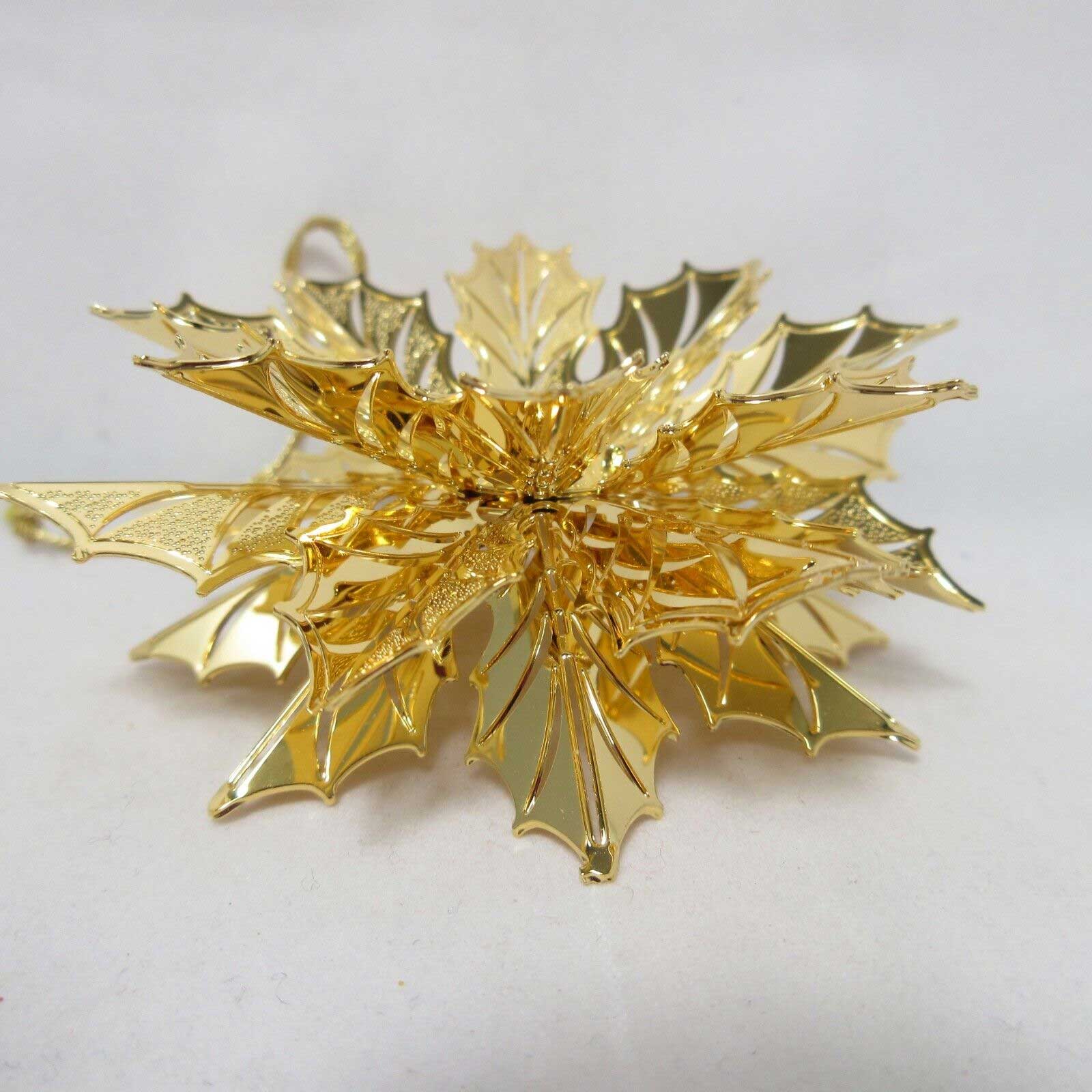 2008 holly wreath danbury mint christmas ornament 23k gold plated - image 3