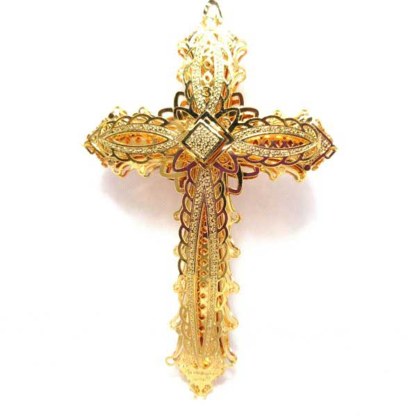 2003 holiday cross danbury mint christmas ornament gold plated collection