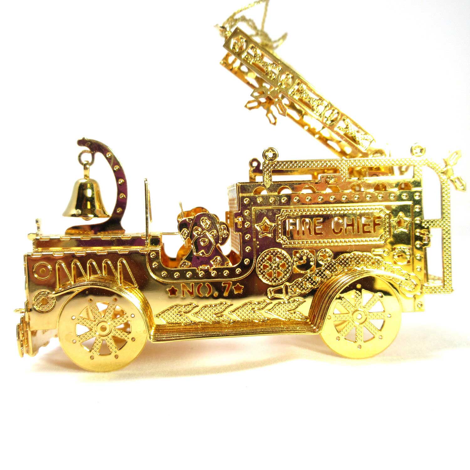 1998 Toy Fire Engine Truck Danbury Mint Christmas Ornament Gold Plated