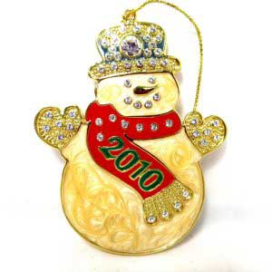 2010 Crystal Snowman Danbury Mint Annual Christmas Ornament Swarovski Crystals
