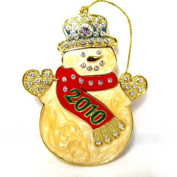2010 crystal snowman danbury mint annual christmas ornament swarovski crystals