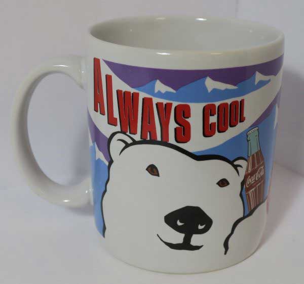 1995 coca cola polar bear coffee mug