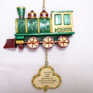 Danbury Mint Train Engine Christmas Ornament Irish Blessings Collection Resin