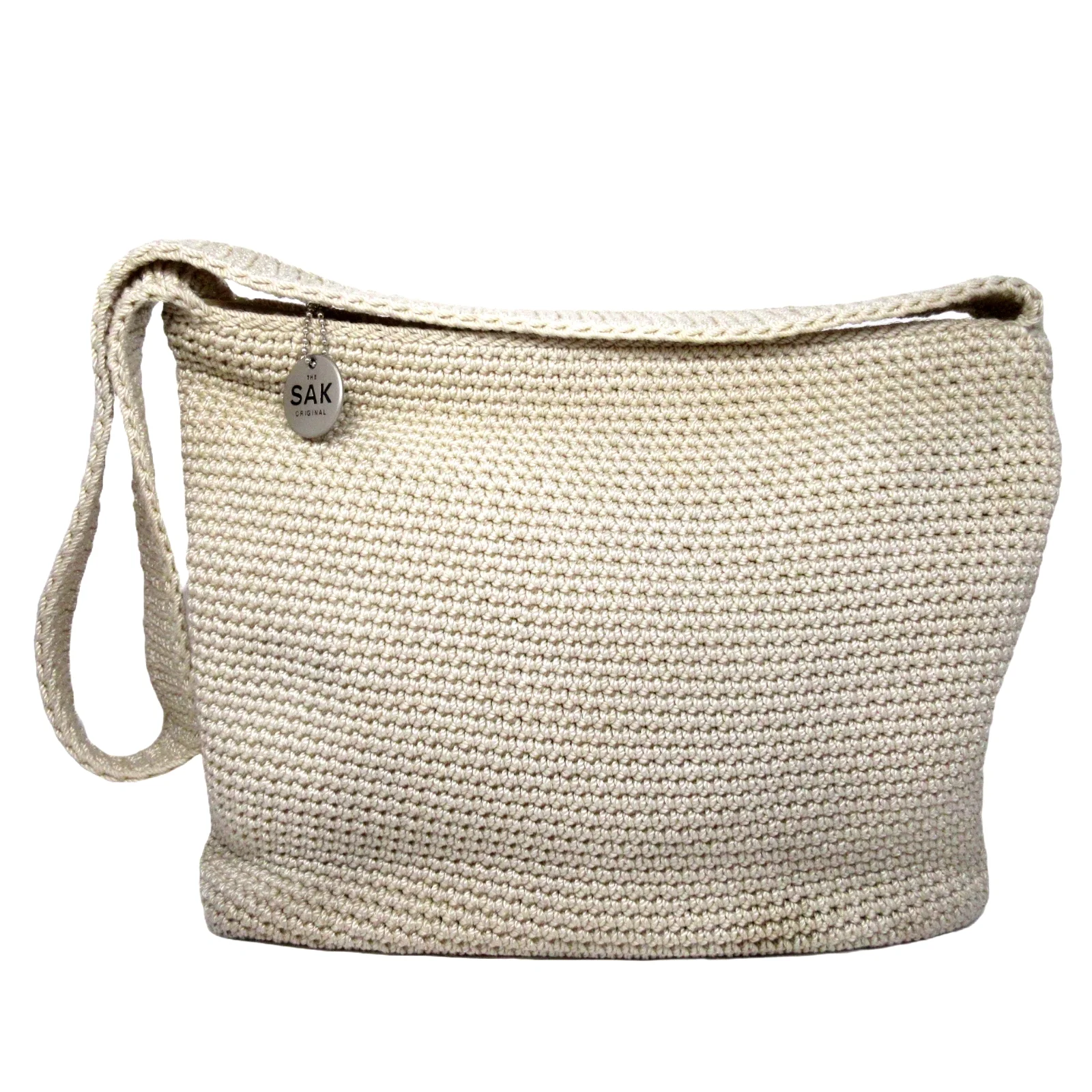 The Sak Original Beige Crochet Textile Hobo Shoulder Bag