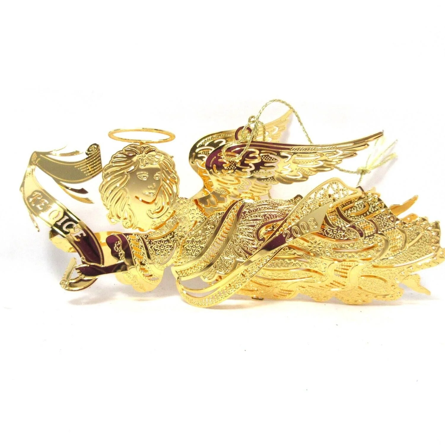 2003 Christmas Herald Danbury Mint Christmas Ornament Gold Plated Collection