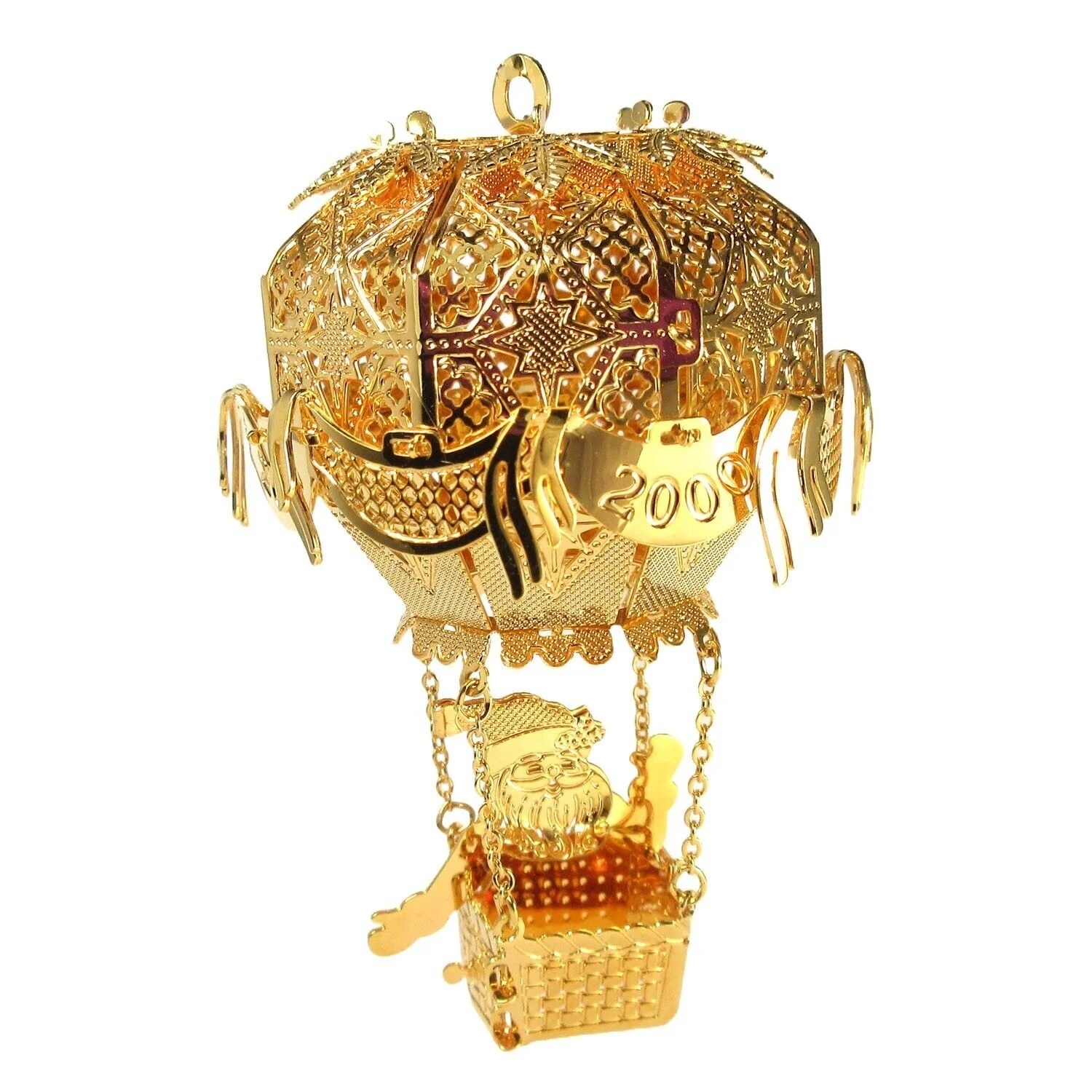 2000 Santa's Balloon Danbury Mint Christmas Ornament 23k Gold Plated