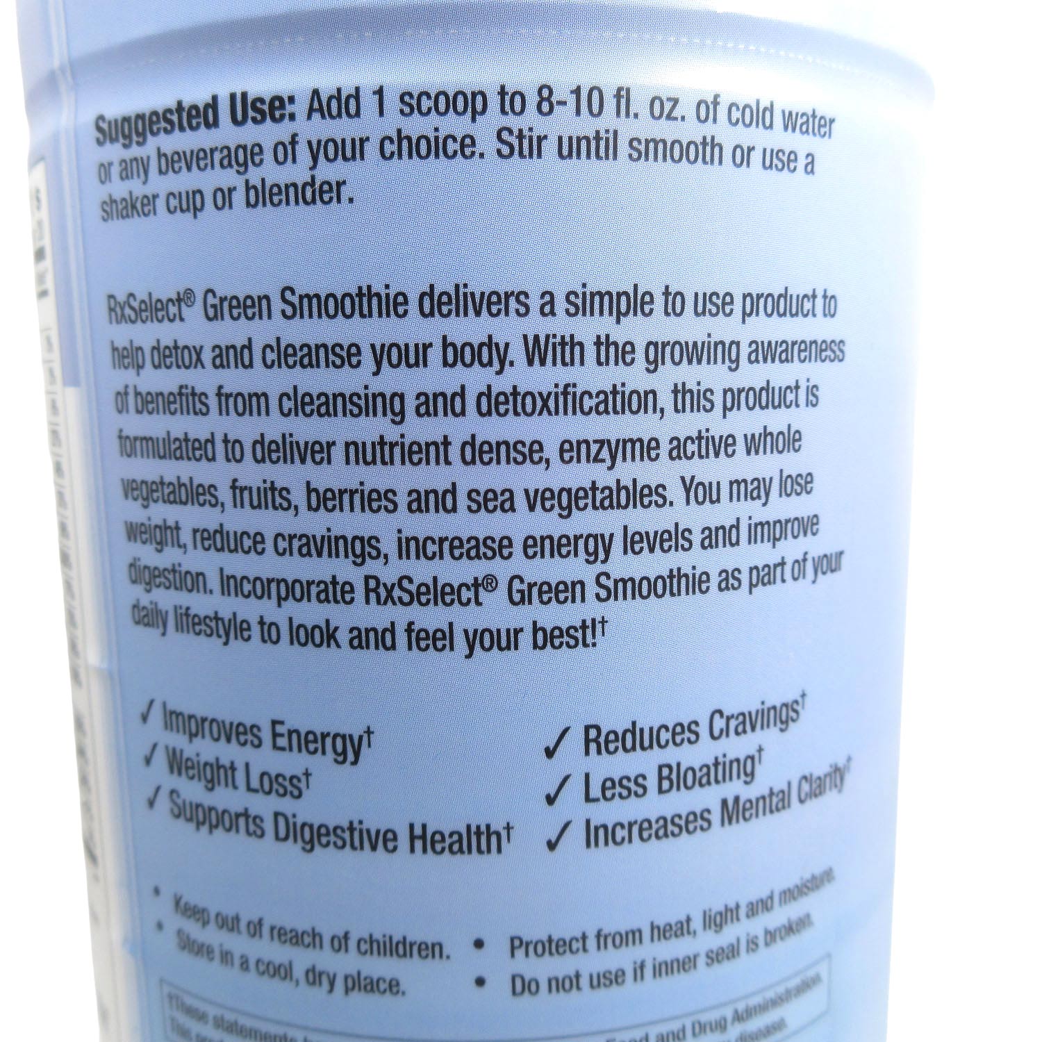 RxSelect Green Smoothie label