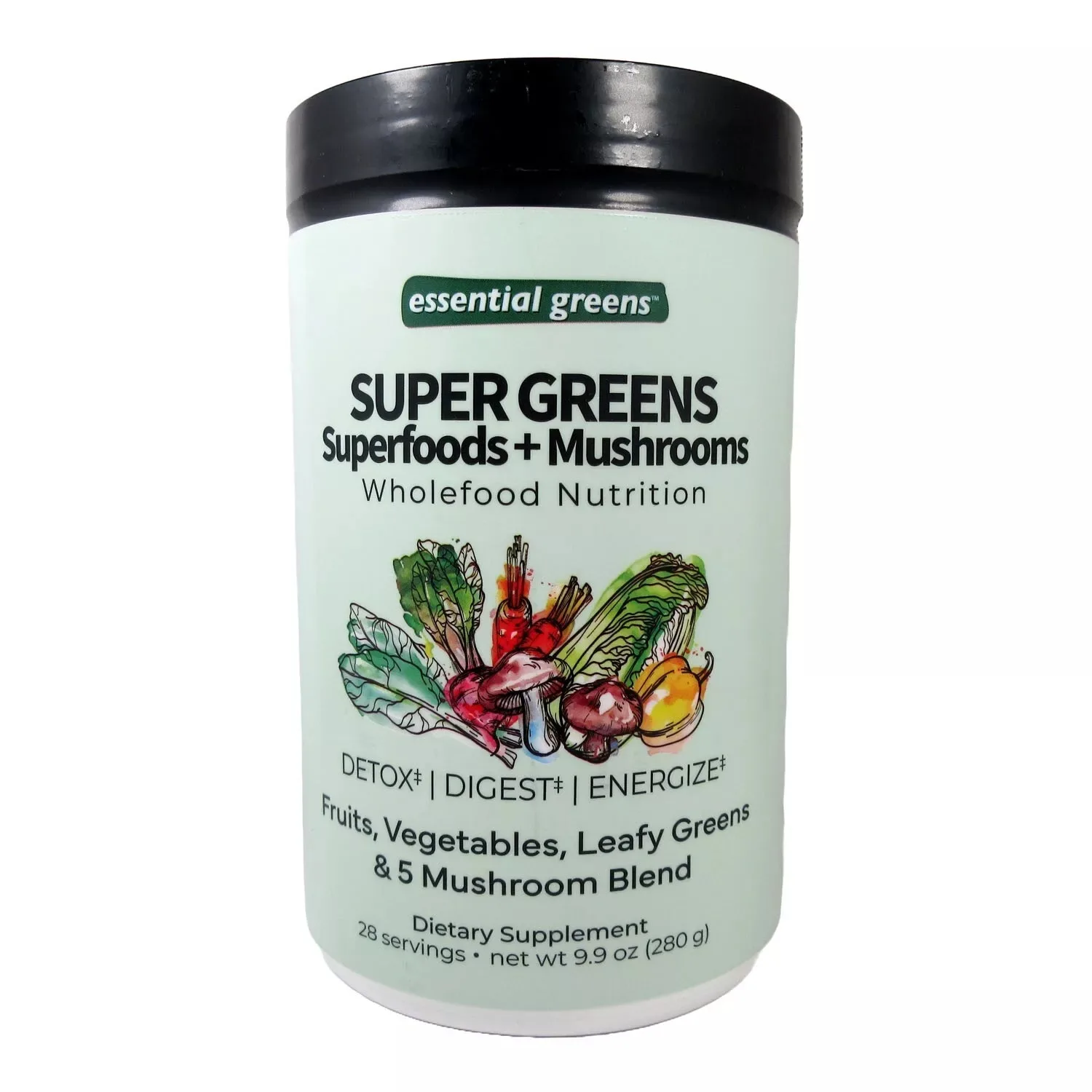 Essential Greens Super Greens Superfoods + Mushrooms Smoothie Mix NON GMO