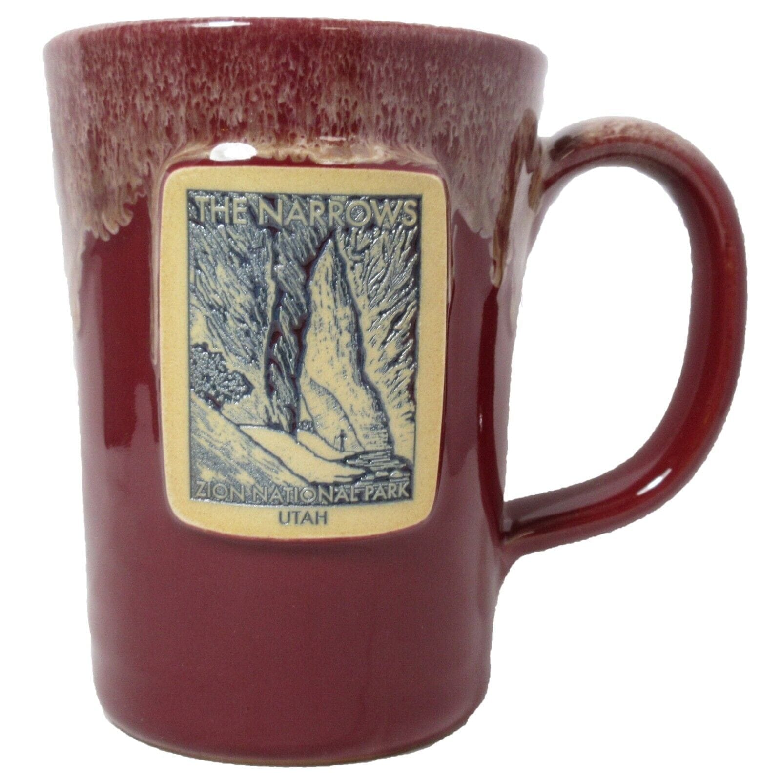 Zion National Park Utah John Deneen Pottery Coffee Mug Burgundy Red