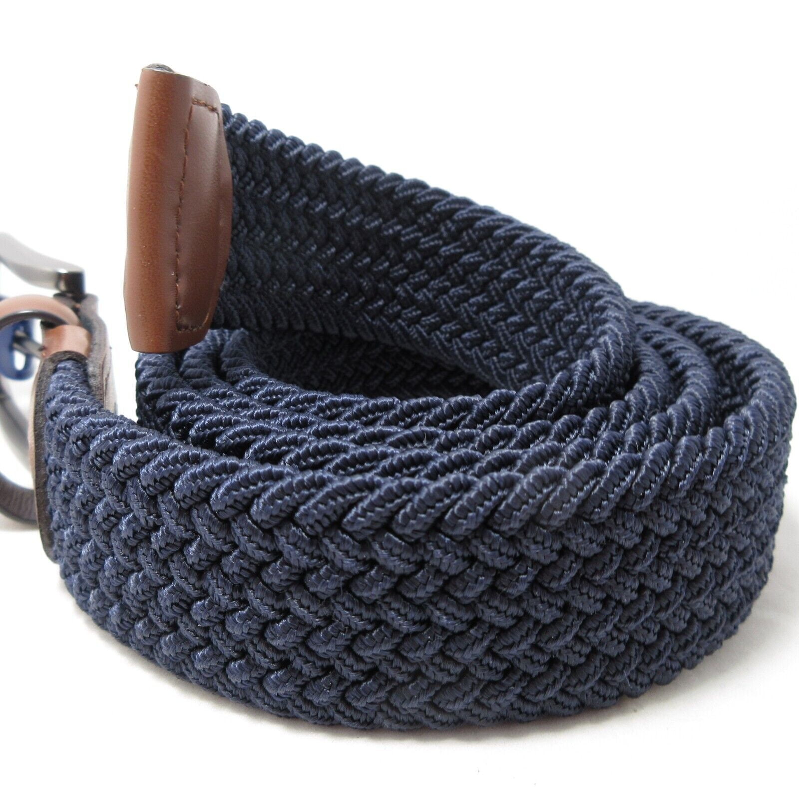Penguin Stretch Belt Genuine Leather Woven Dark Navy Blue Men's Size L (38-40) - Image 2