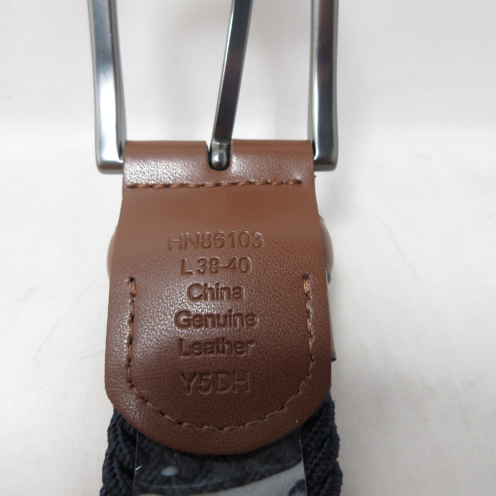 Penguin Stretch Belt Genuine Leather Woven Dark Navy Blue Men's Size L (38-40) - Image 3