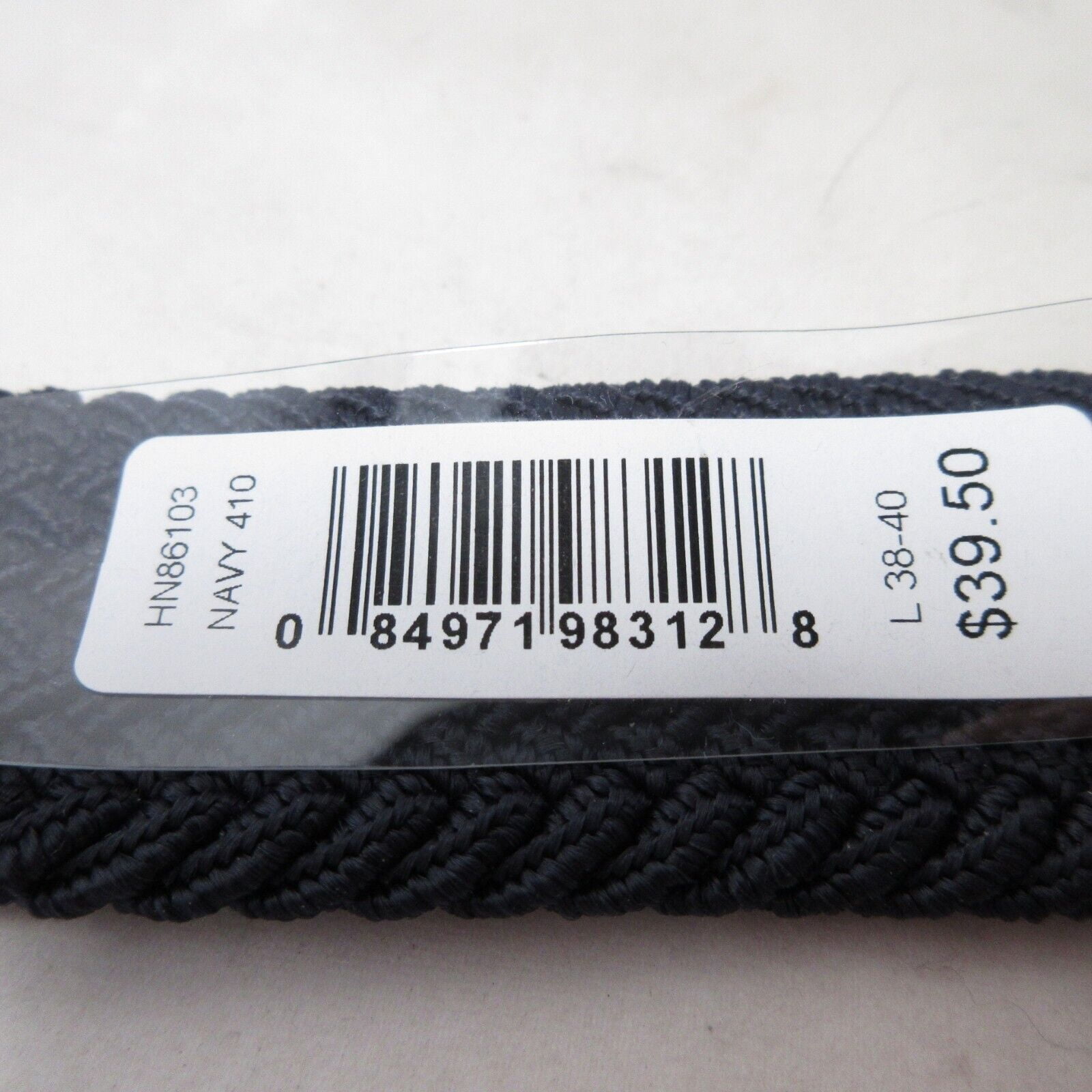 Penguin Stretch Belt Genuine Leather Woven Dark Navy Blue Men's Size L (38-40) - Image 4
