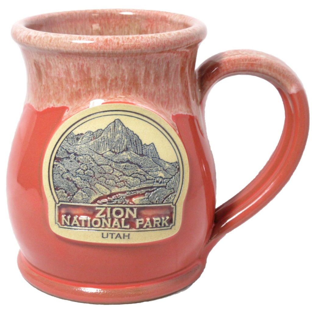 Zion National Park Utah John Deneen Pottery Coffee Mug Adobe Orange
