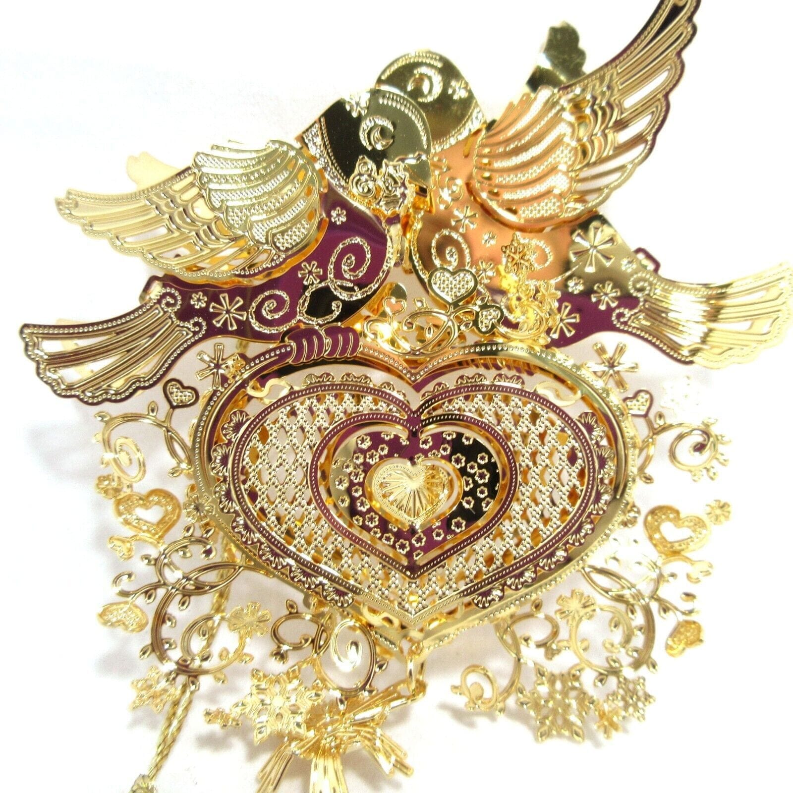 2014 Lovebirds Danbury Mint Christmas Ornament 23k Gold Plated