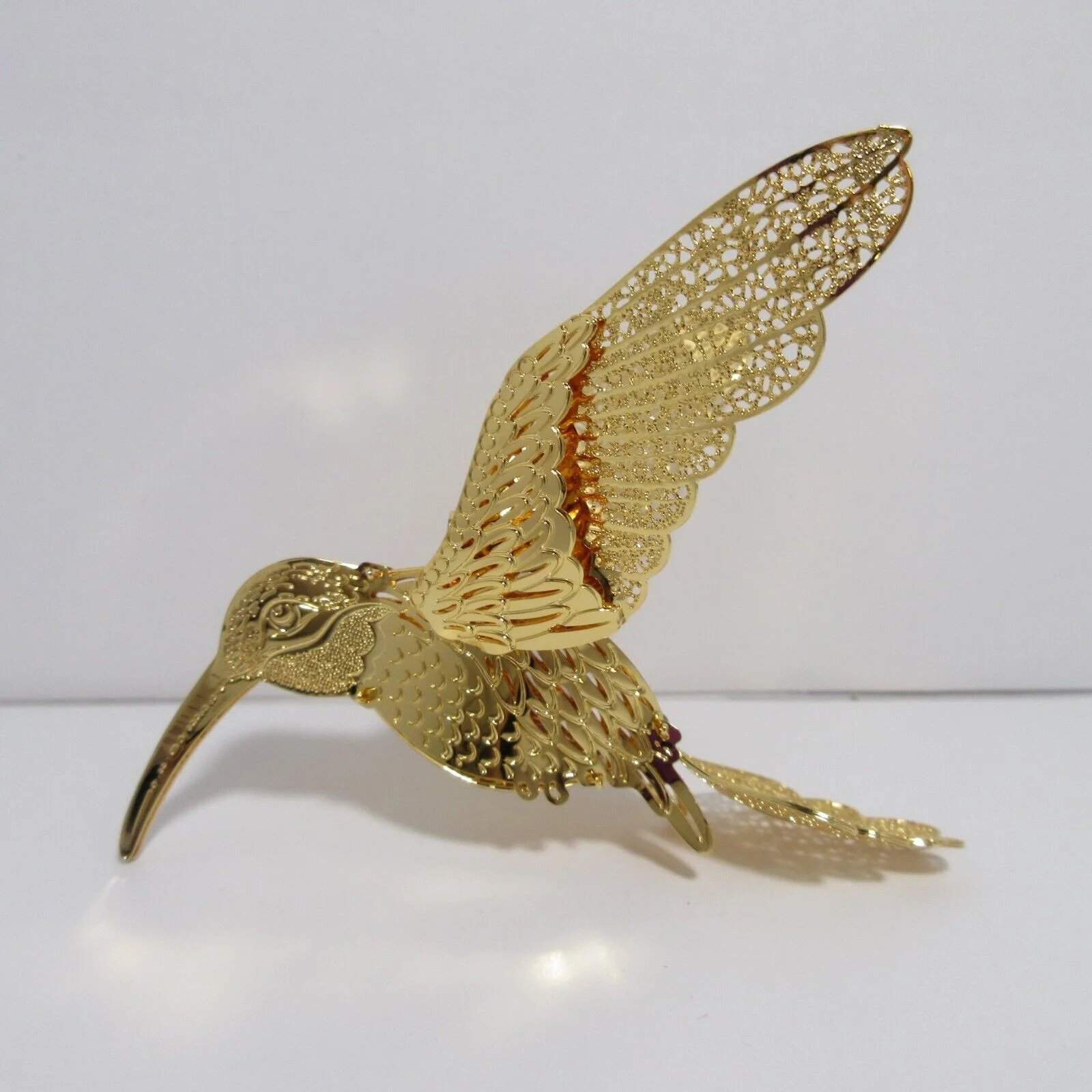 2012 Hummingbird Danbury Mint Christmas Ornament 23k Gold Plated - Image 2