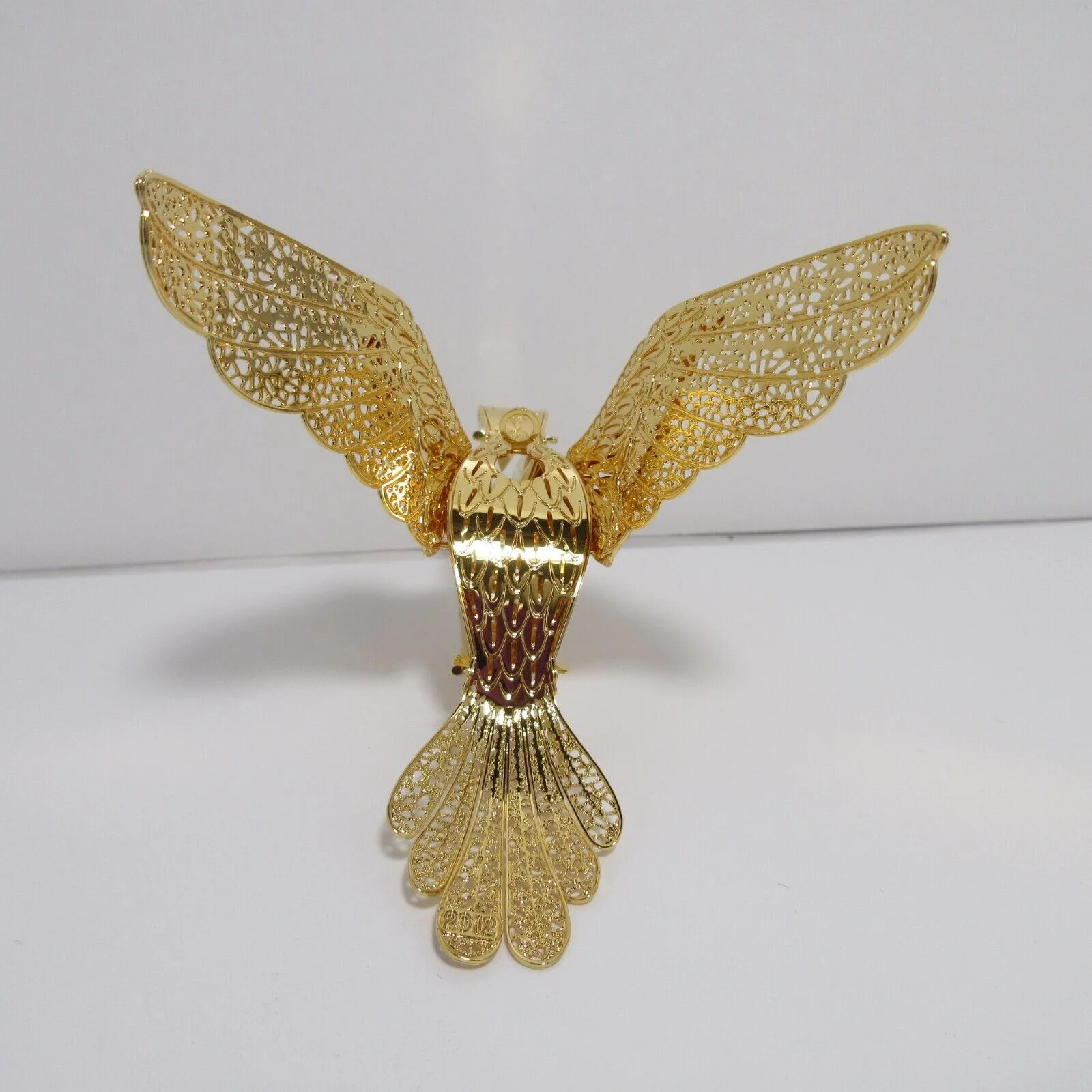 2012 Hummingbird Danbury Mint Christmas Ornament 23k Gold Plated - Image 3