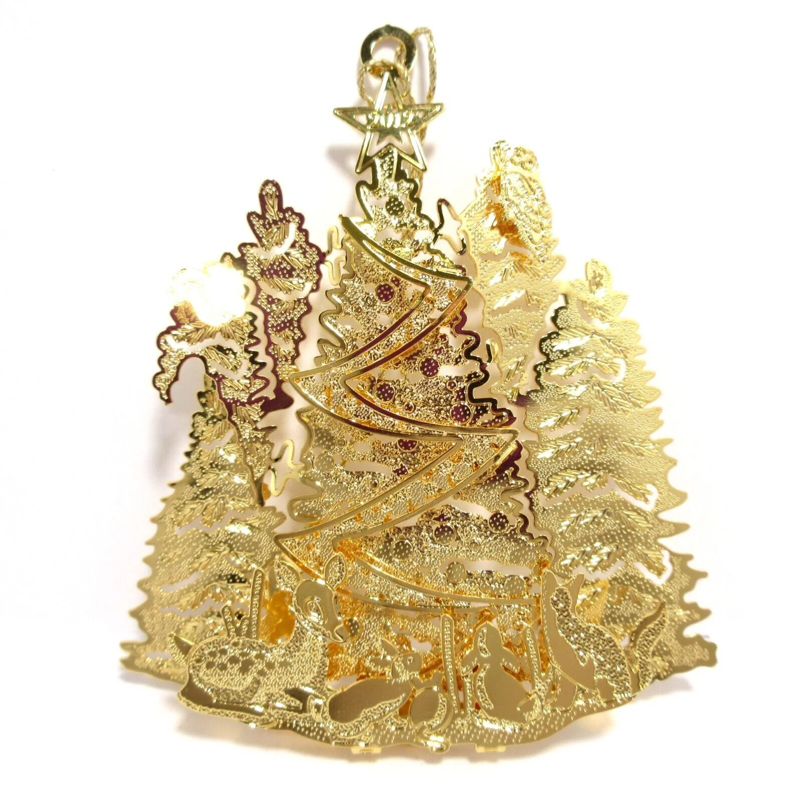 2012 Woodland Christmas Tree Danbury Mint Christmas Ornament 23k Gold Plated