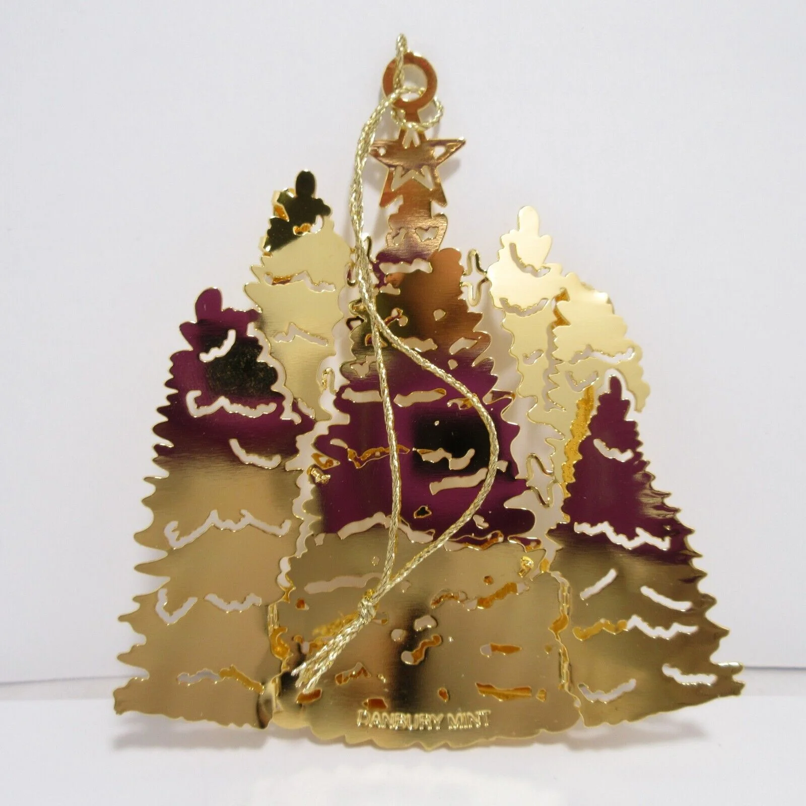 2012 Woodland Christmas Tree Danbury Mint Christmas Ornament 23k Gold Plated - Image 3